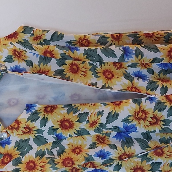 Vintage All That Jazz A Line Dress Sunflower Print Criss Cross Back Size 9-10 - Picture 5 of 7